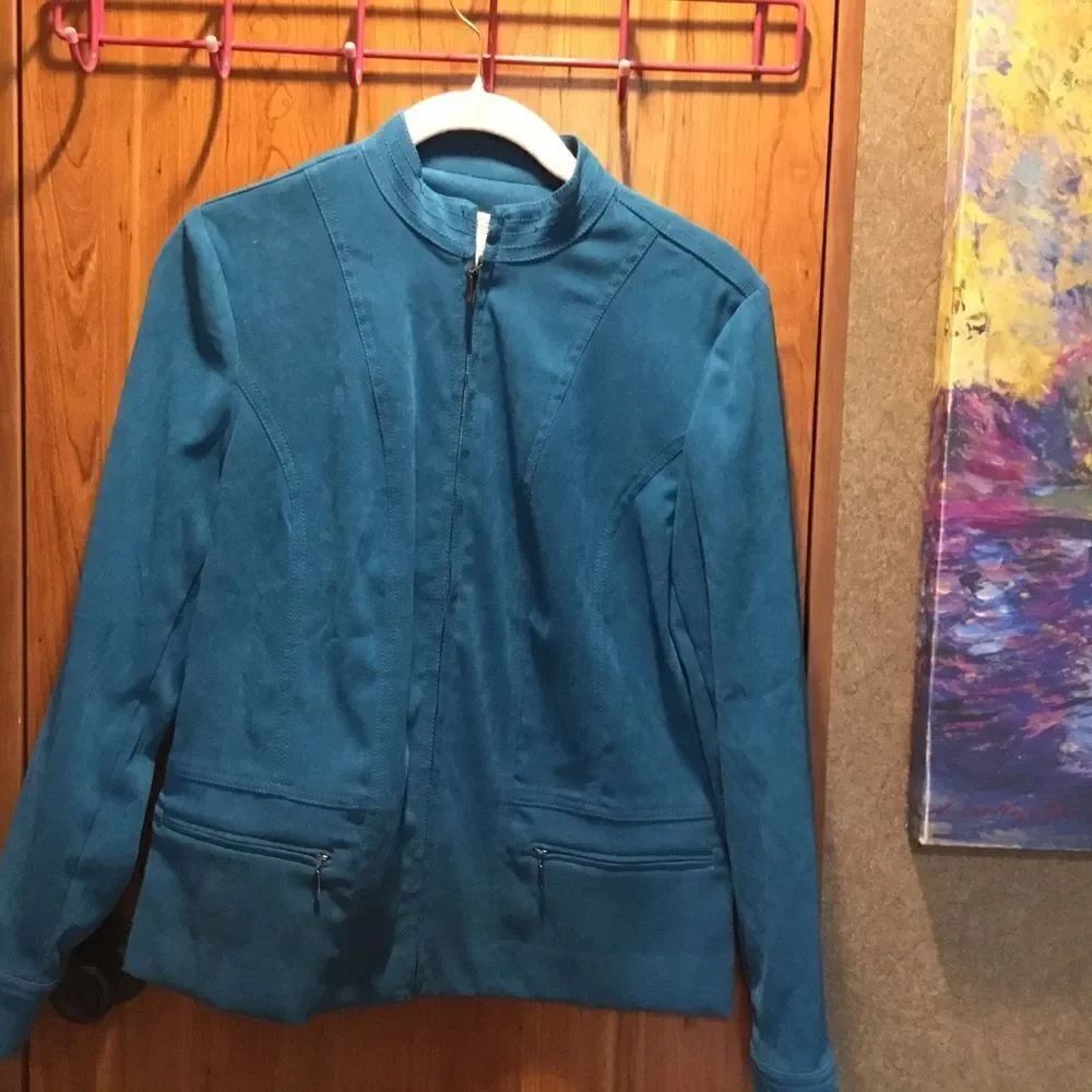 NWOT. JM Collection Peacock Blue Microfiber Jacket Size 4P - Picture 10 of 10